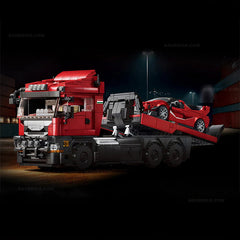 1:24 Red Ferrari Hypercar & Scania Trailer Set(1728pcs)
