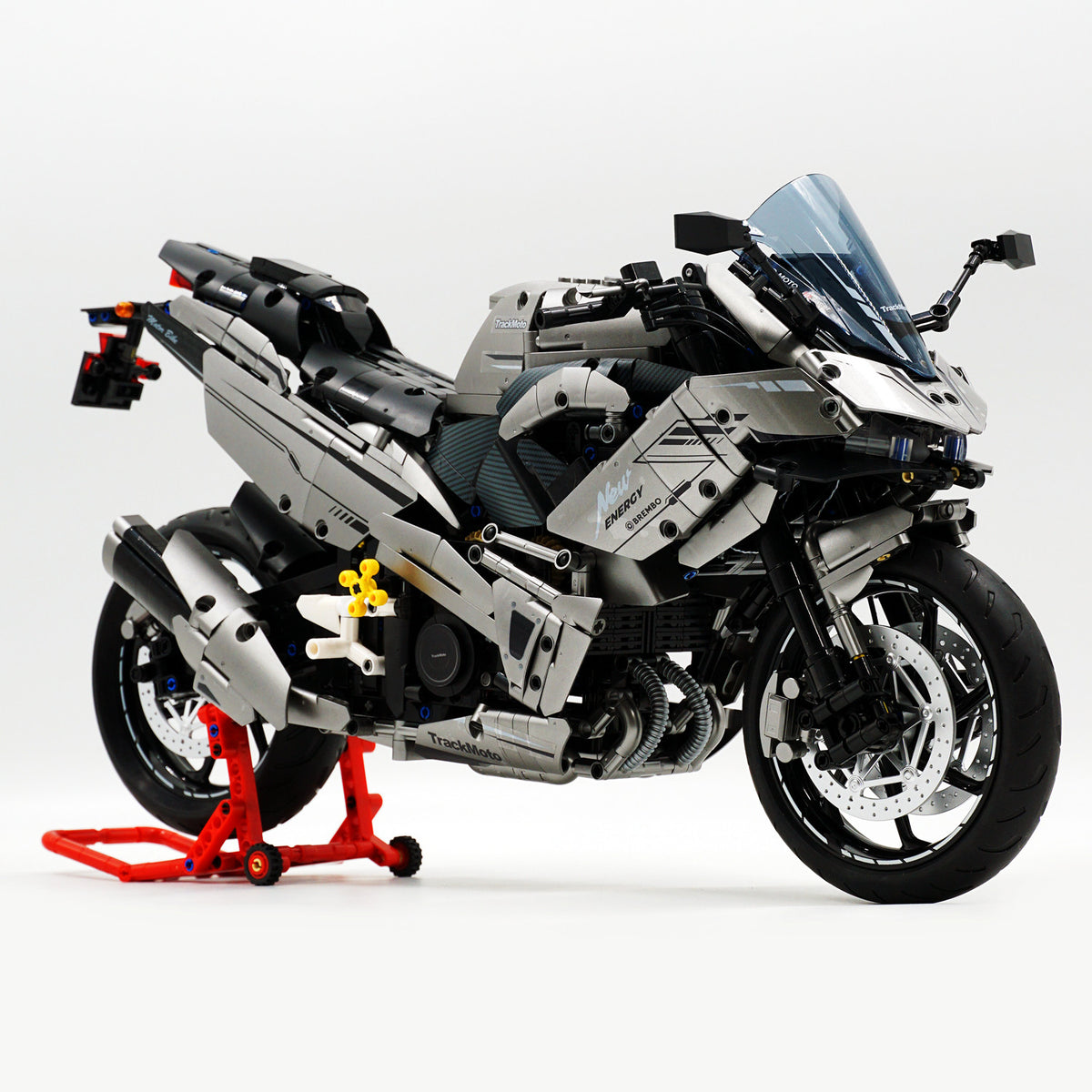 1:5 Kawasaki H2R Motorcycle Buiding Kit with Front and Rear Lights, Exclusive display stand, Adult Collectible Models (2156 Pcs) - BAV BRICK