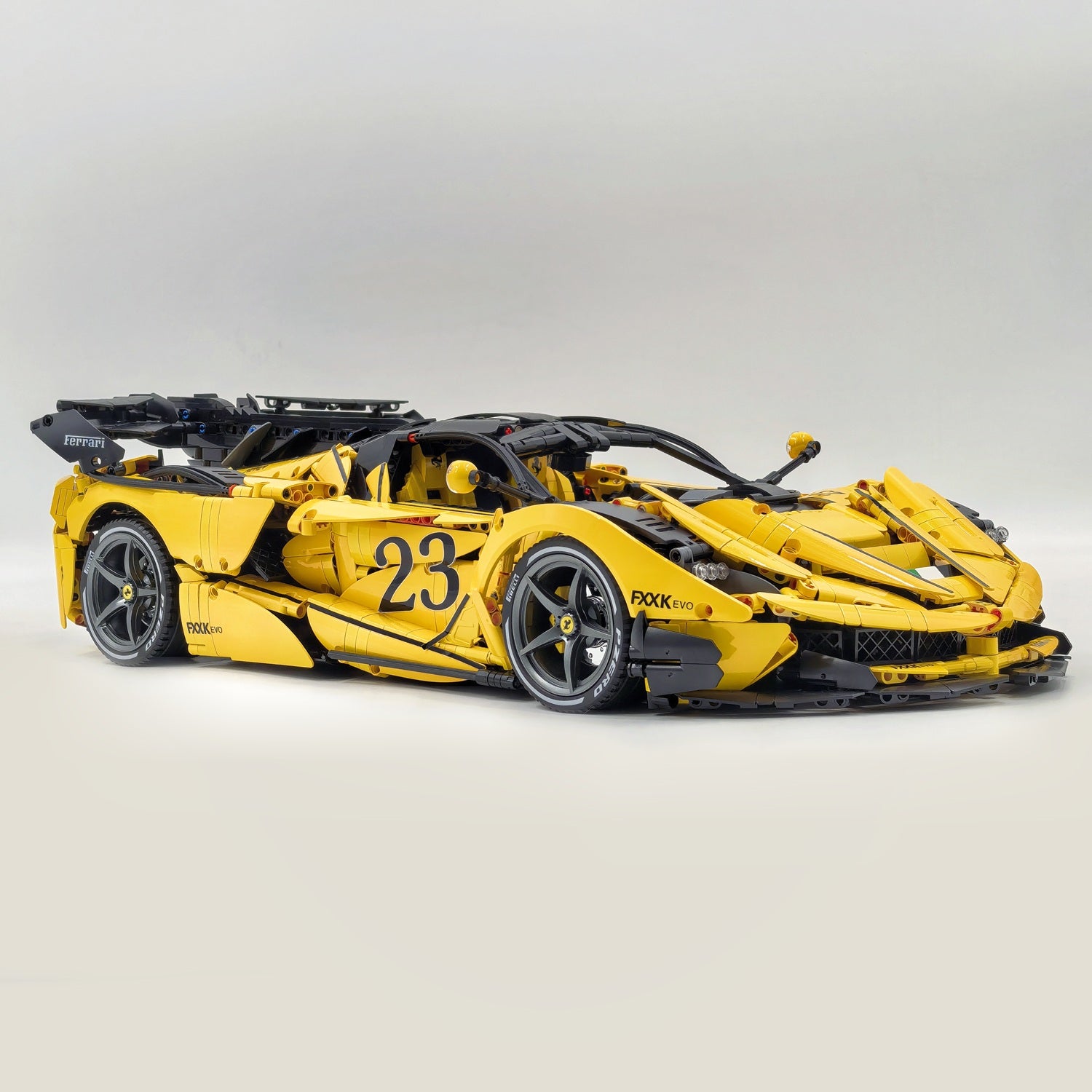 1: 8 LaFerrari FXXK EVO Custom Modified, Yellow Color Enamel Paint, Oversized Rear Wing (4739 Pcs)
