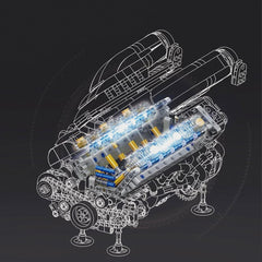 Italian V12 Hypercar Engine |  Motorised Supercar Engine Model | 1240 PCS - BAV BRICK