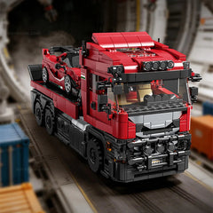 1:24 Red Ferrari Hypercar & Scania Trailer Set(1728pcs)