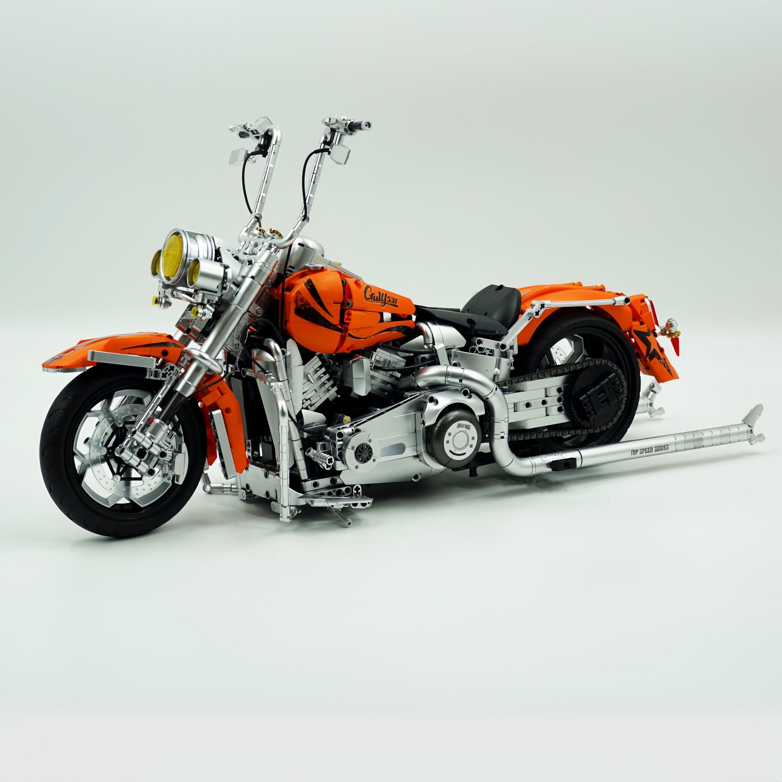 1: 5 Harley Heuer fat Boy, Electroplating Body, Adjustable Rear Wheel Height(2392 Pcs)