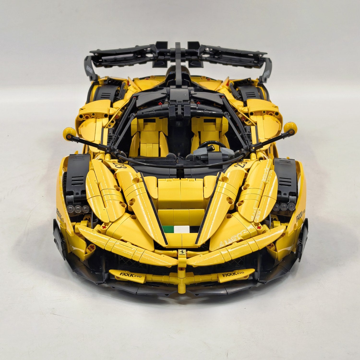 1: 8 LaFerrari FXXK EVO Custom Modified, Yellow Color Enamel Paint, Oversized Rear Wing (4739 Pcs)