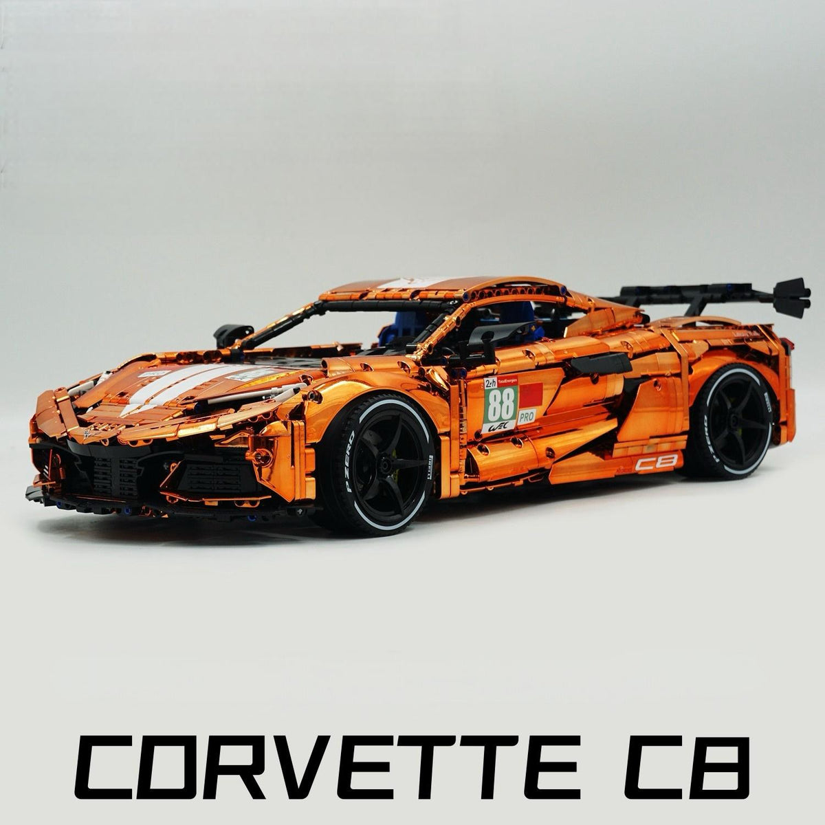Conjuntos de construcción de superdeportivos Corvette C8 a escala 1:8, edición personalizada con galvanoplastia de espejo (3788 piezas)