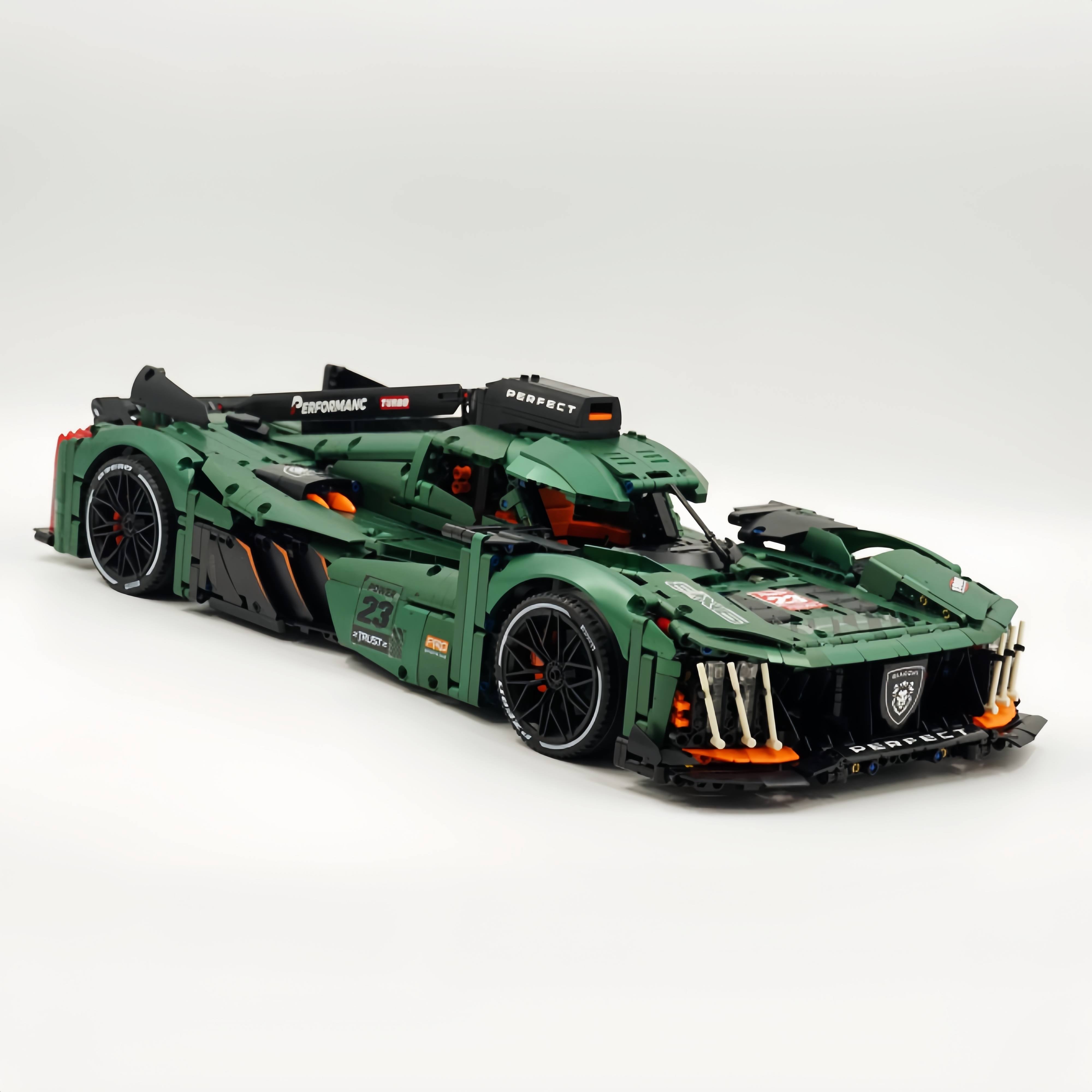 1: 8 Le Mans 9×8 RaceCar Juegos de construcción con control remoto, alerón trasero elevador eléctrico, faros fluorescentes (3746 piezas)