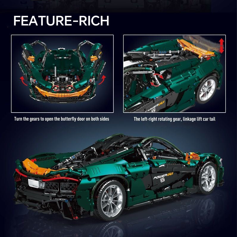 1: 8 Dark Green Beast McLaren P1 Supercar, Electric Air suspension, Electric lift tail, Electric Doors (3239 Pcs)