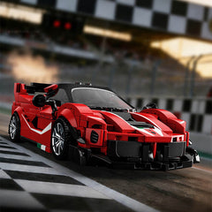 1:24 Red Ferrari Hypercar & Scania Trailer Set(1728pcs)