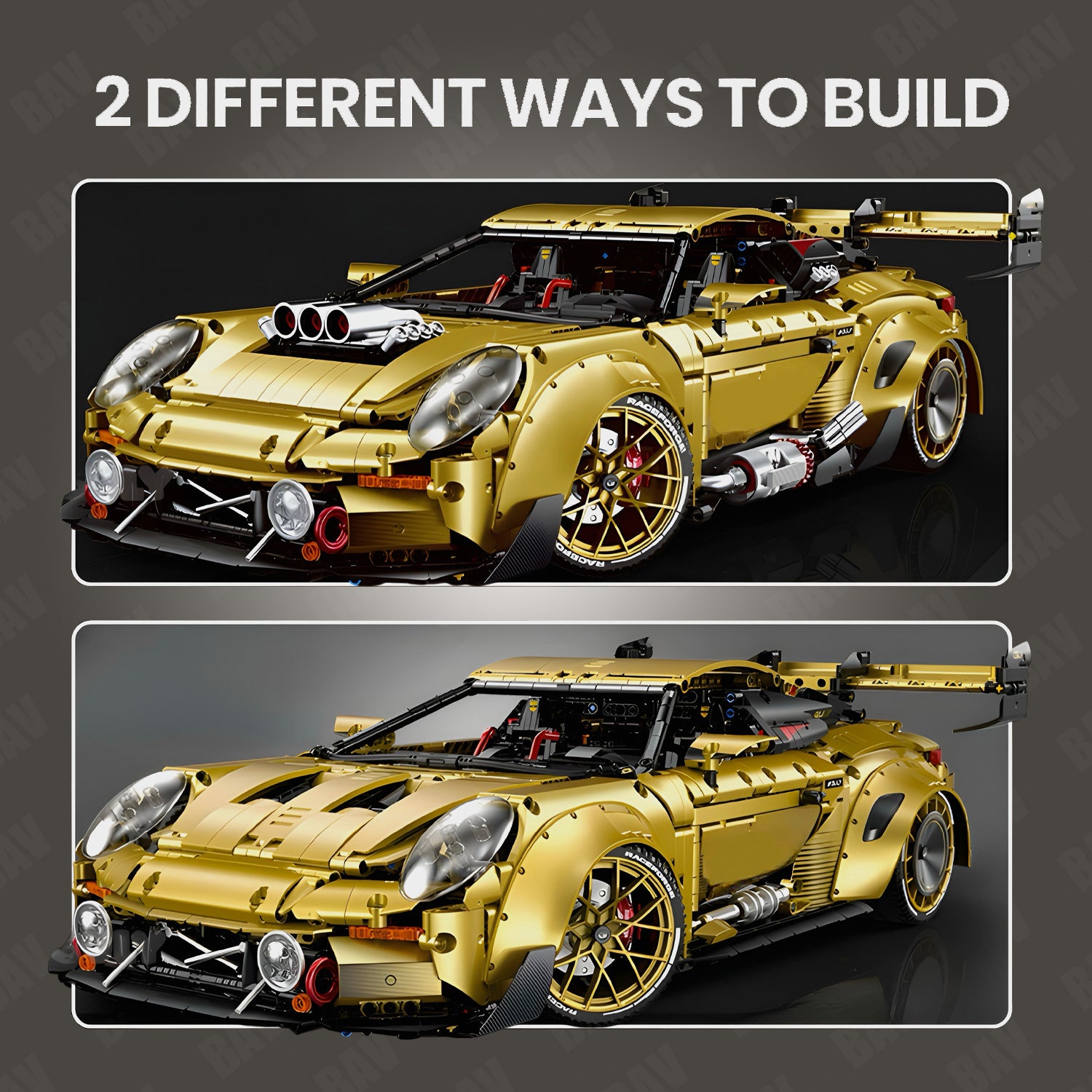 1:8 Porsche GT3 RS Gold Concept | Dual mode switching | 3824+PCS