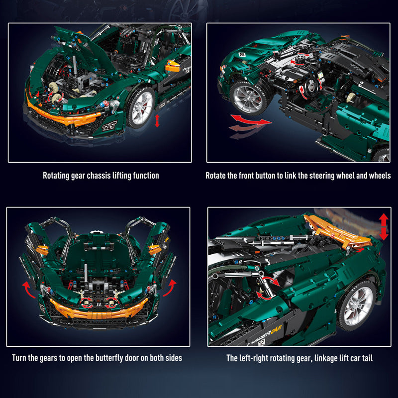 1: 8 Dark Green Beast McLaren P1 Supercar, Electric Air suspension, Electric lift tail, Electric Doors (3239 Pcs)