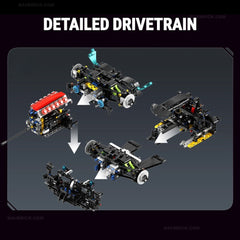 1:8 Aston Martin Valkyrie LM | Remote Controlled 24h British Hypercar | Green Custom Edition(3069pcs)