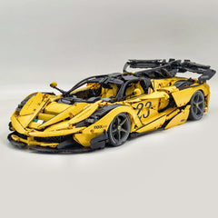 1: 8 LaFerrari FXXK EVO Custom Modified, Yellow Color Enamel Paint, Oversized Rear Wing (4739 Pcs)