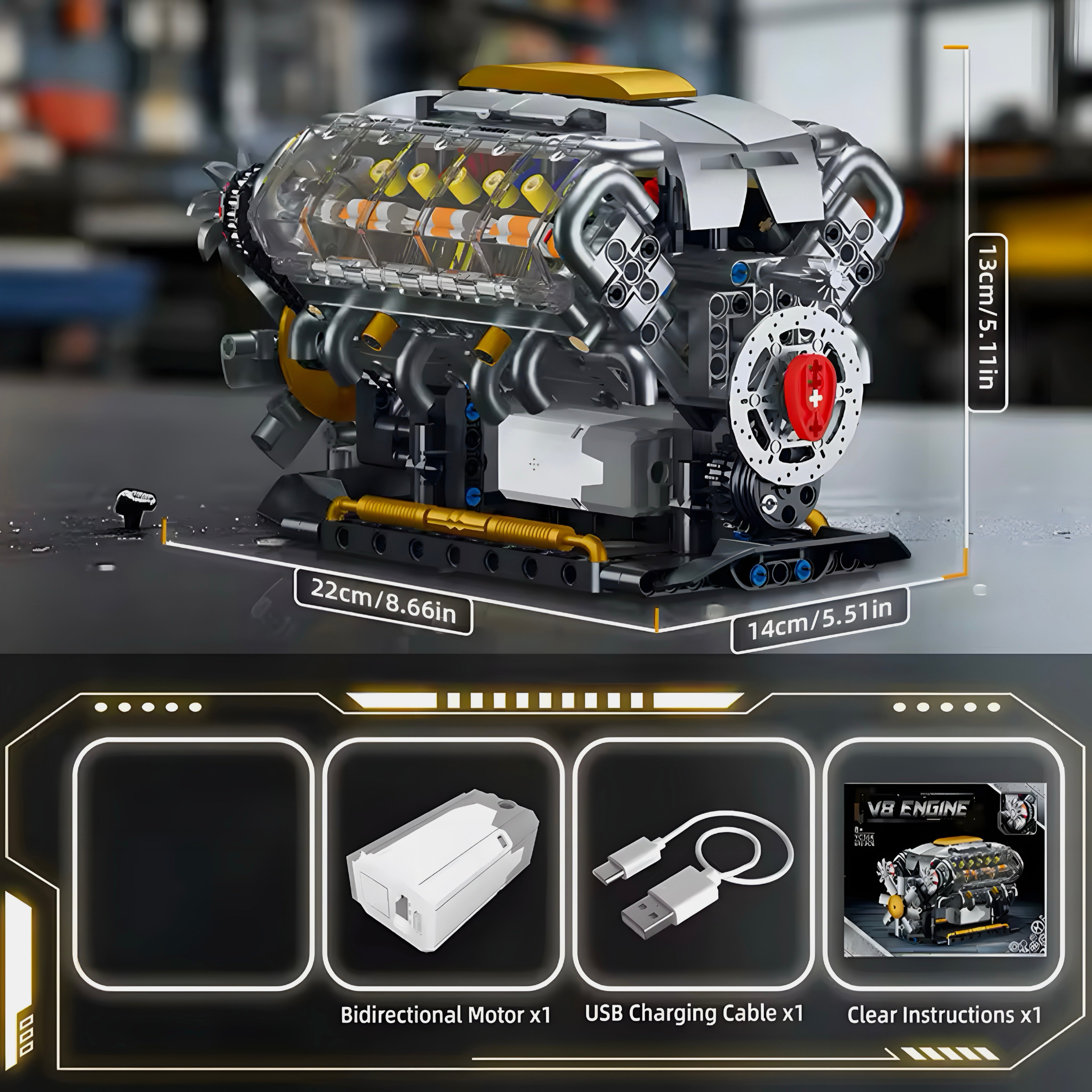 MOTORISED V8 ENGINE (692 PCS)