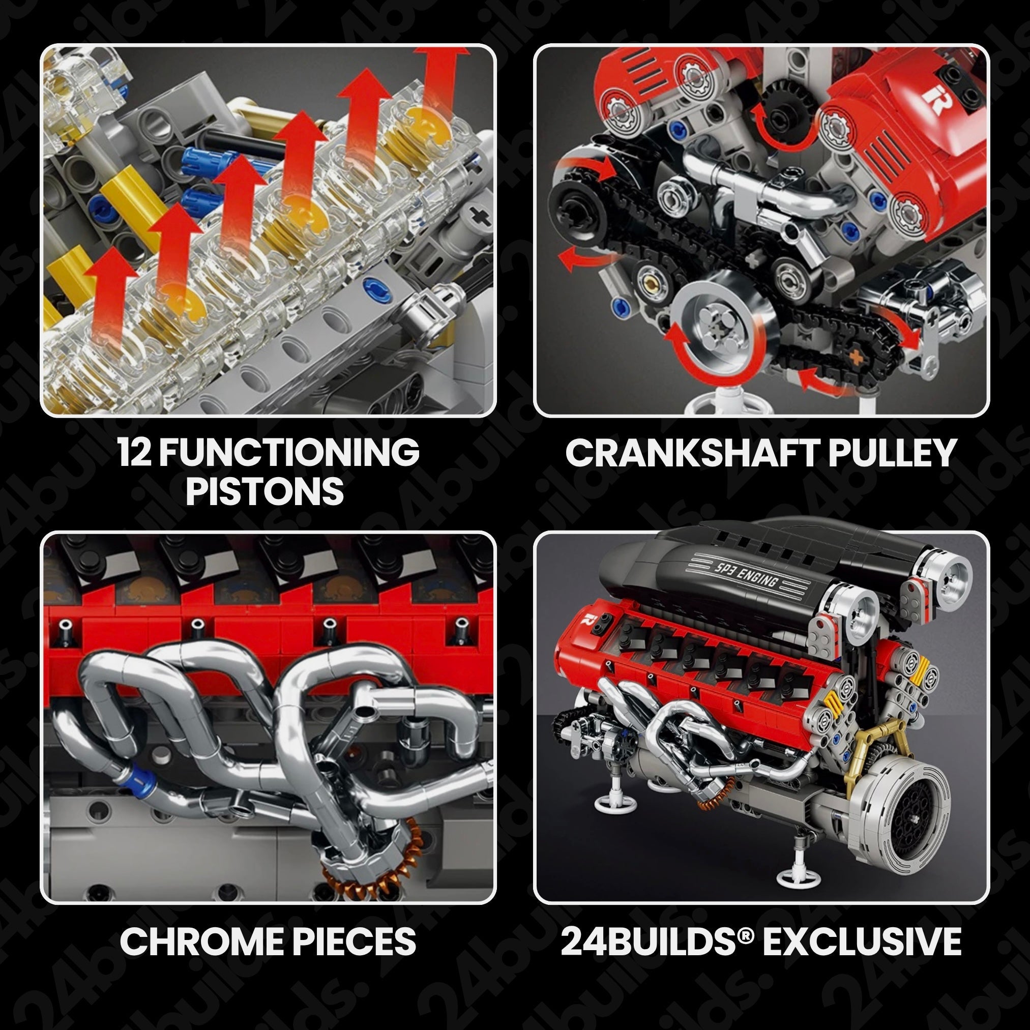 Italian V12 Hypercar Engine |  Motorised Supercar Engine Model | 1240 PCS - BAV BRICK