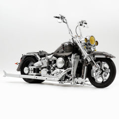 1: 5 Harley Heuer fat Boy, Electroplating Gun Gray Edition, Adjustable Rear Wheel Height(2392 Pcs)