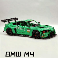 1: 8 BMW M4 GT3 Building Set, Fully Detailed Simulation, Isle of Man Green Custom Edition (4556Pcs)
