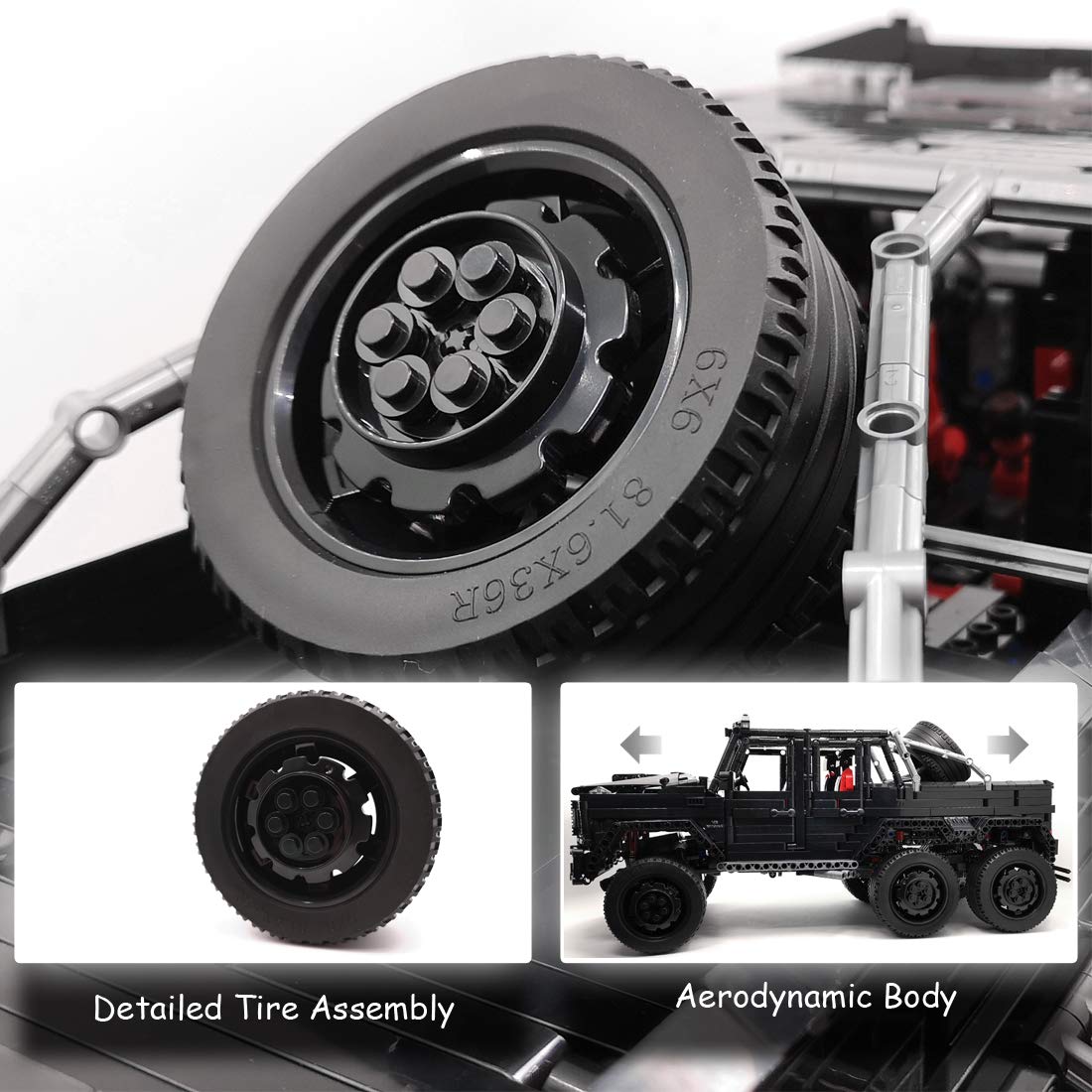 Mercedes G63 6X6 Off-Road, 1:8 Scale Pickup Model (3300 Pieces)