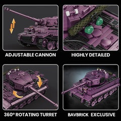 Purple Edition Tiger Heavy Tank| 1:28 Scale | 1678 PCS|WWII Legend Reimagined