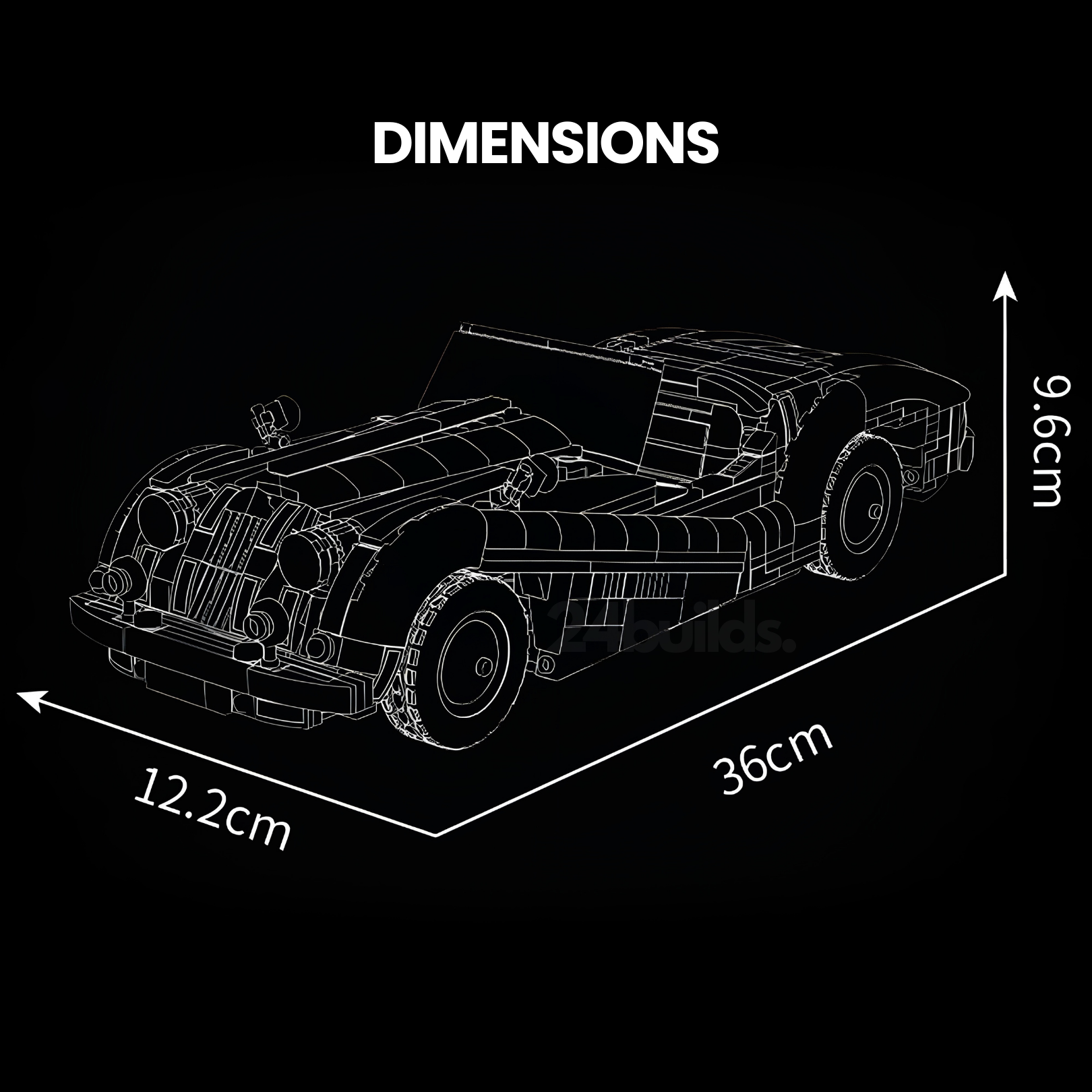 50s British Roadster Classic Open-Top Sports Car | 1:12 Scale | 1302 PCS - BAV BRICK