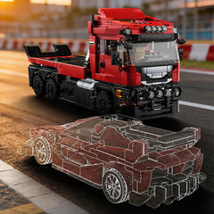 1:24 Red Ferrari Hypercar & Scania Trailer Set(1728pcs)