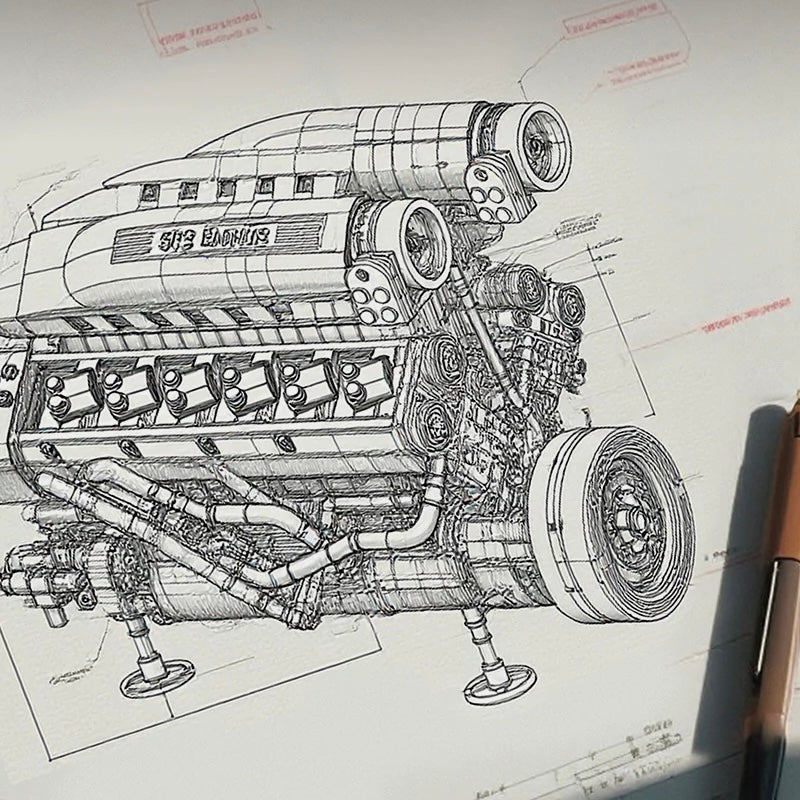 Italian V12 Hypercar Engine |  Motorised Supercar Engine Model | 1240 PCS - BAV BRICK