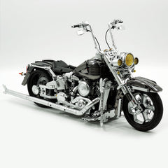 1: 5 Harley Heuer fat Boy, Electroplating Gun Gray Edition, Adjustable Rear Wheel Height(2392 Pcs)