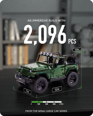 1: 8 Jeep Wrangler Army Green Off-Road Pickup, Adult Collectible Model Cars, 2096 Pcs