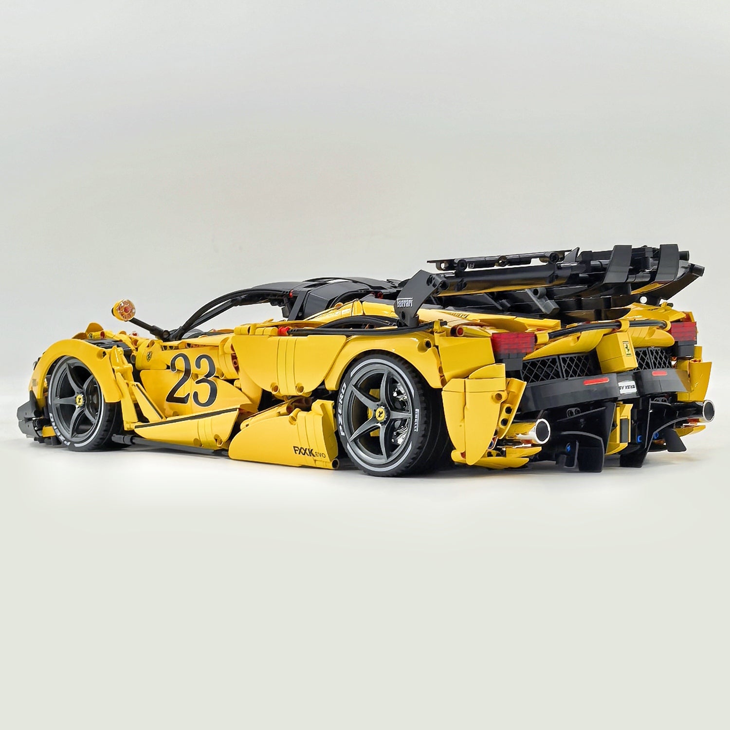 1: 8 LaFerrari FXXK EVO Custom Modified, Yellow Color Enamel Paint, Oversized Rear Wing (4739 Pcs)