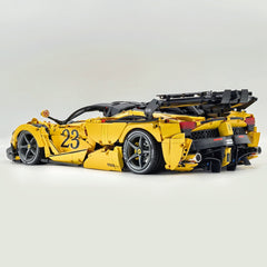1: 8 LaFerrari FXXK EVO Custom Modified, Yellow Color Enamel Paint, Oversized Rear Wing (4739 Pcs)