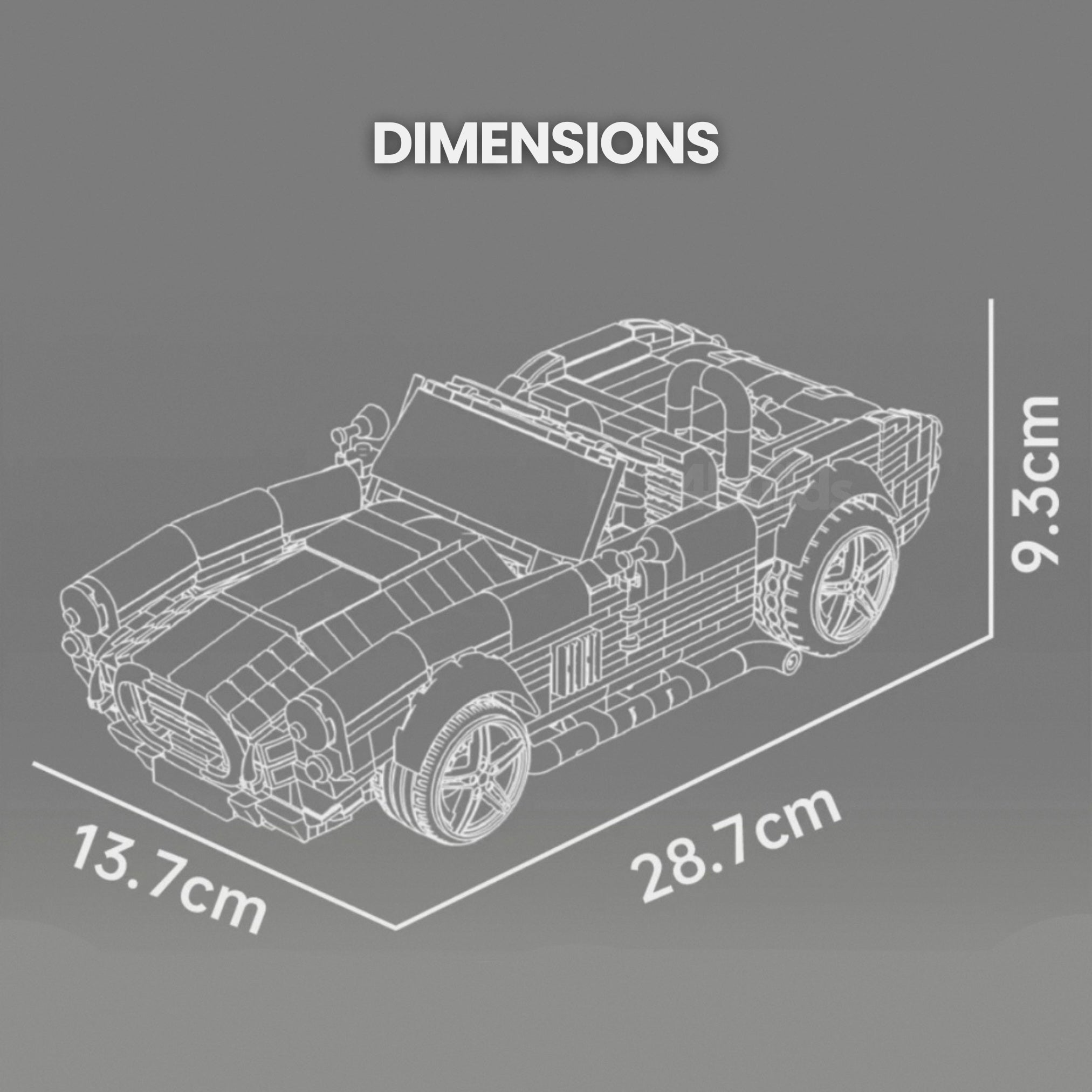 American V8 Classic Roadster |  Vintage Open-Top Sports Car | 1:14 Scale | 1198 PCS - BAV BRICK