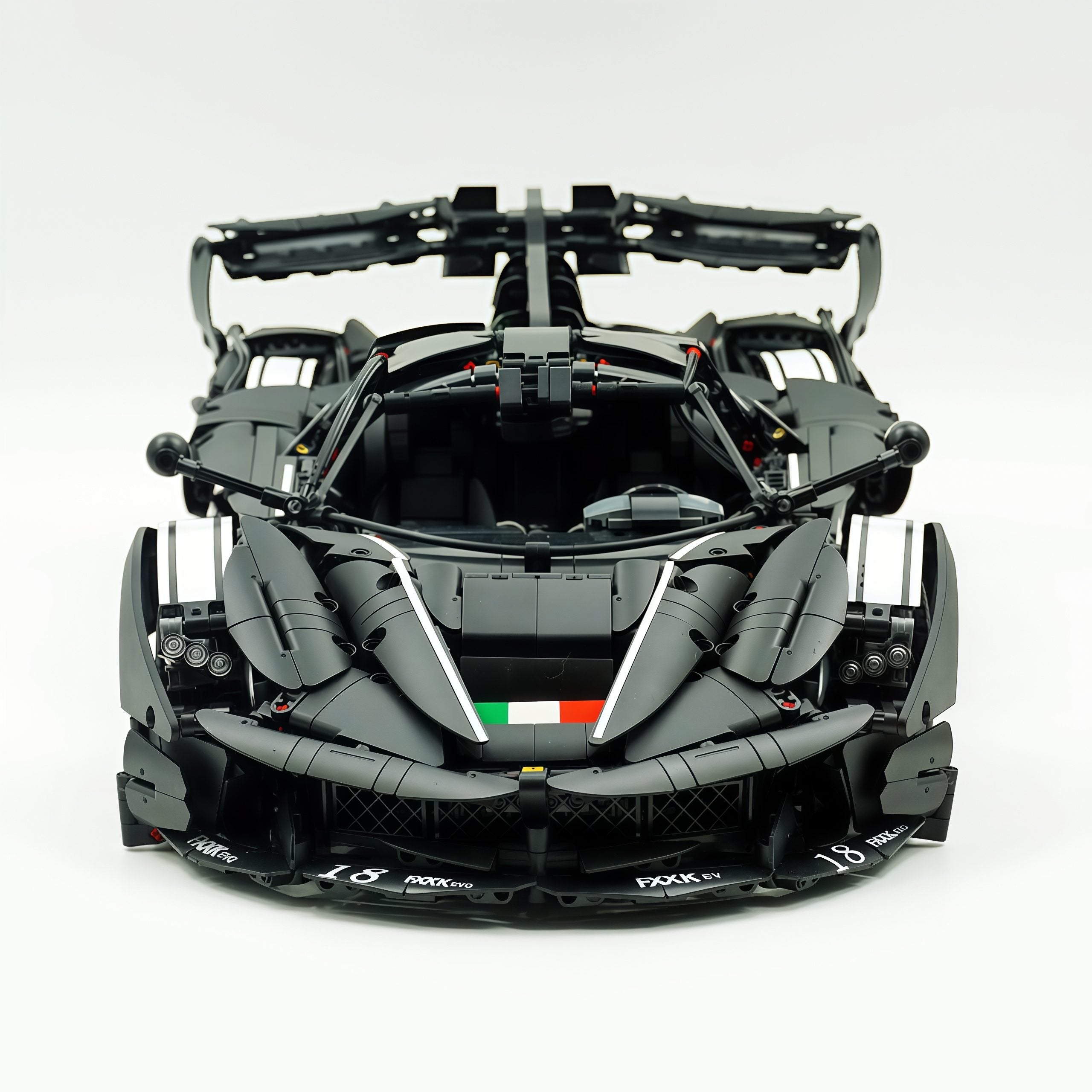 1: 8 LaFerrari FXXK EVO Custom Modified, Matte Black Paint, Oversized Rear Wing (4739 Pcs)