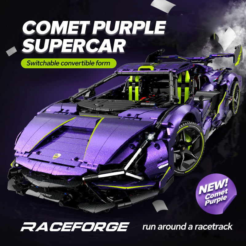 1: 8 Comet Purple Lamborghini Supercar with Remote Control – Electric Features, V10 Engine, and Custom Starry Sky Finish (3654 Pcs)