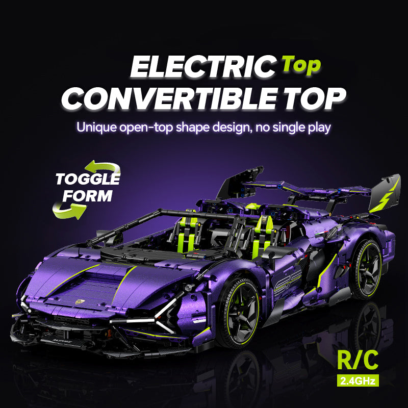 1: 8 Comet Purple Lamborghini Supercar with Remote Control – Electric Features, V10 Engine, and Custom Starry Sky Finish (3654 Pcs)