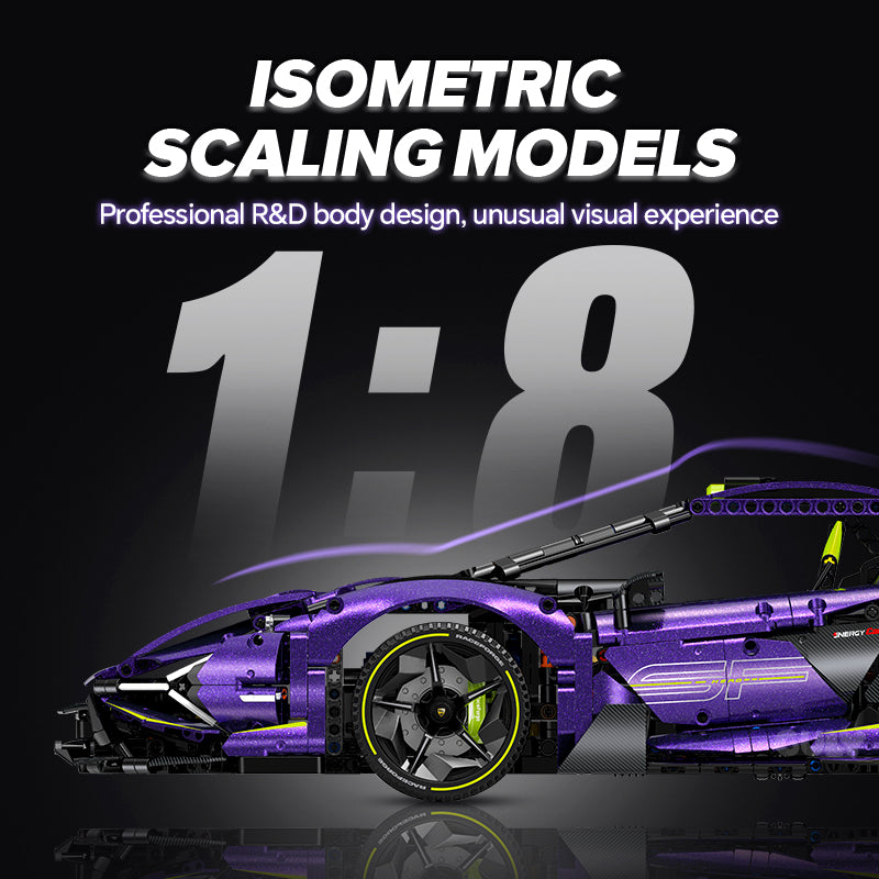 1: 8 Comet Purple Lamborghini Supercar with Remote Control – Electric Features, V10 Engine, and Custom Starry Sky Finish (3654 Pcs)