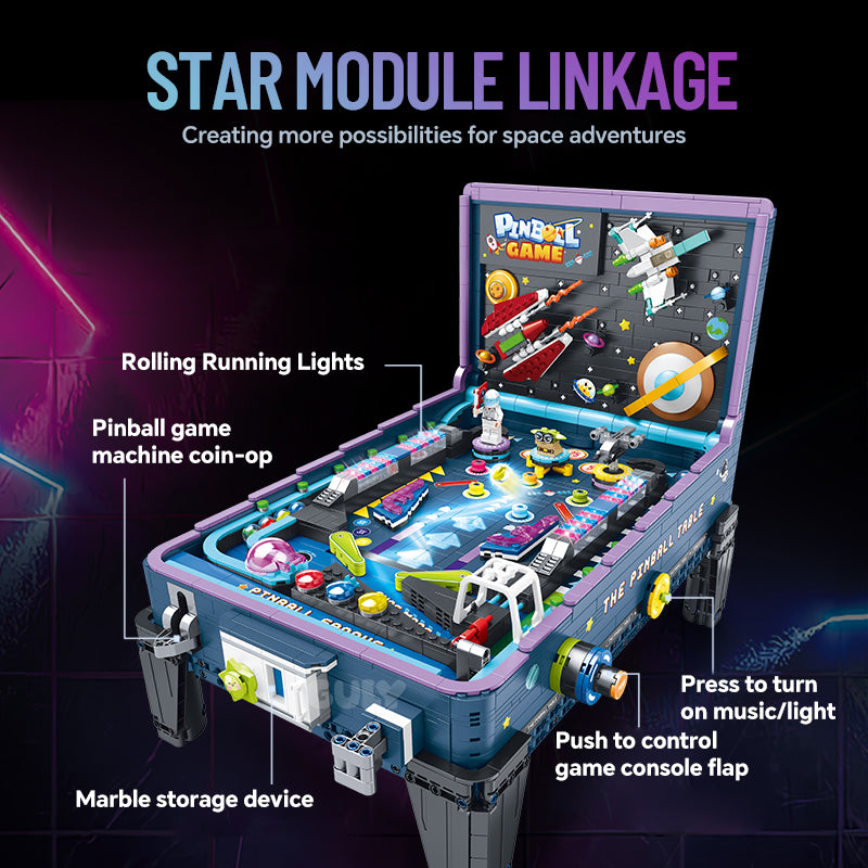 Interstellar Pinball Table, with controllable ejection and coin insertion, Marquee light, brings back childhood memories (2309 Pcs)