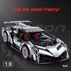 1: 8 Lamborghini VENENO Silver Gray with Remote control, Manual/Electric Air Suspension (4016 Pcs) - BAV BRICK