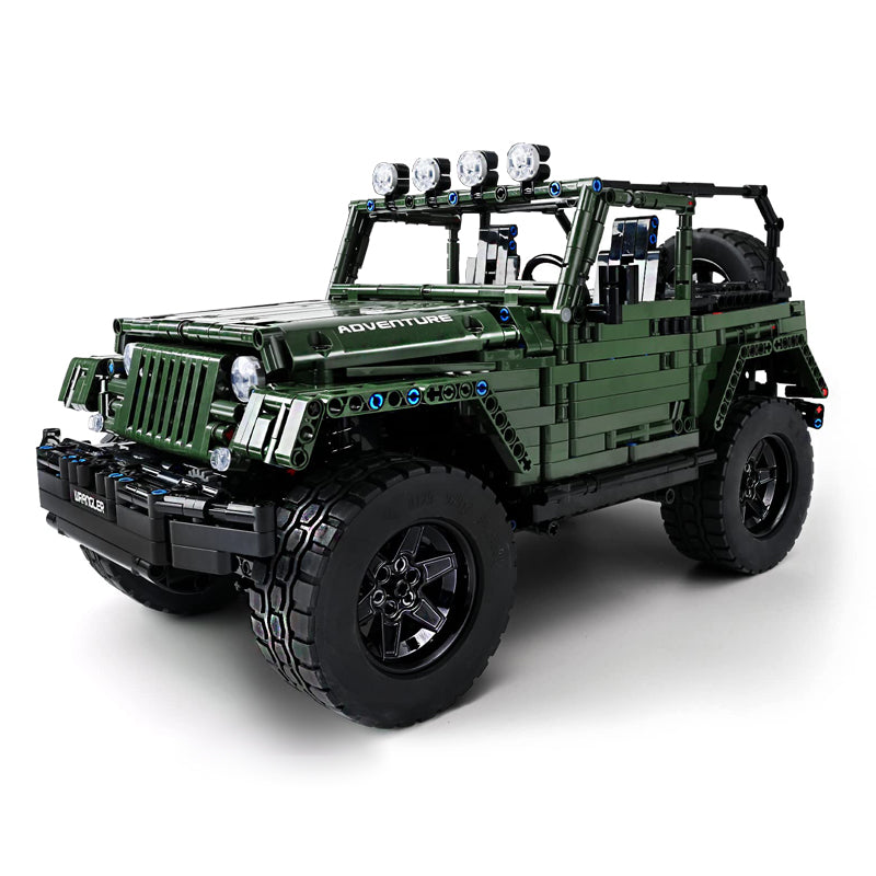 1: 8 Jeep Wrangler Army Green Off-Road Pickup, Adult Collectible Model Cars, 2096 Pcs - BAV BRICK