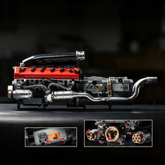 Motorized Large Ferrari SP3 V12 Engine | 12-Cylinder Prancing Horse Engine Package (2155 PCS)