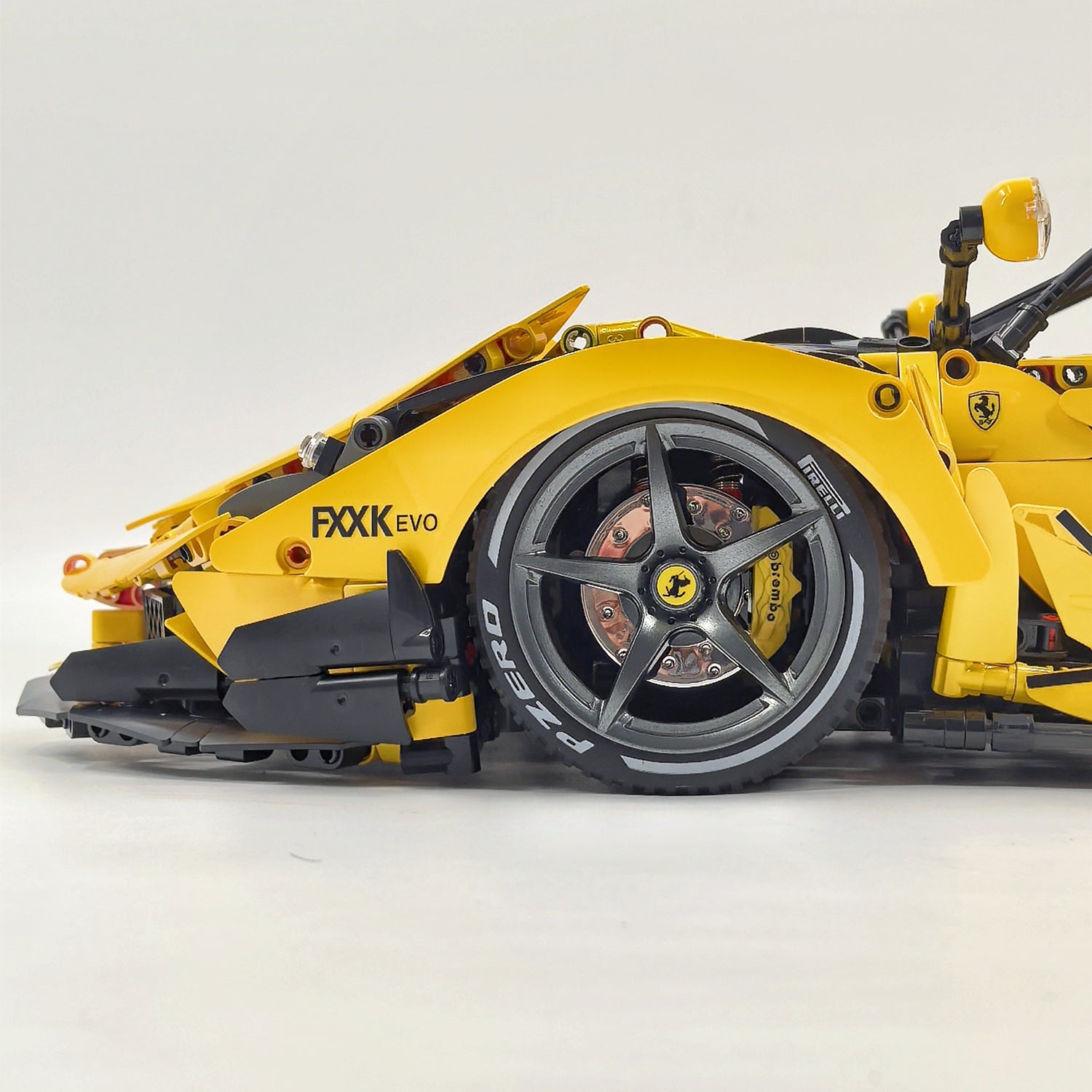 1: 8 LaFerrari FXXK EVO Custom Modified, Yellow Color Enamel Paint, Oversized Rear Wing (4739 Pcs)