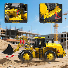 Bulldozer with Movable Front Loading Arm and Liftable Bucket | Heavy Construction Loader(910pcs)