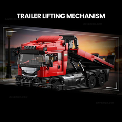 1:24 Red Ferrari Hypercar & Scania Trailer Set(1728pcs)