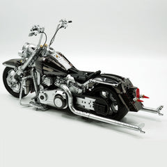 1: 5 Harley Heuer fat Boy, Electroplating Gun Gray Edition, Adjustable Rear Wheel Height(2392 Pcs)