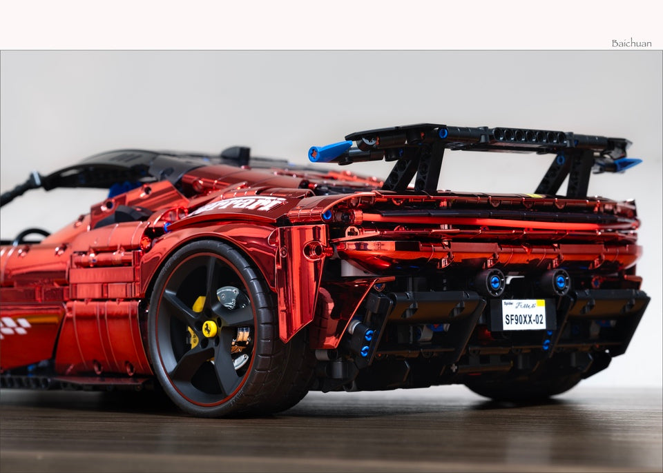 1:8 Ferrari SF90XX Red Plating Limited Color, The Ultimate Supercar, More Than 12 Features Restored(4100 Pcs)
