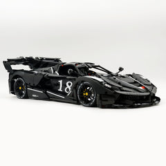 1: 8 LaFerrari FXXK EVO Custom Modified, Matte Black Paint, Oversized Rear Wing (4739 Pcs)