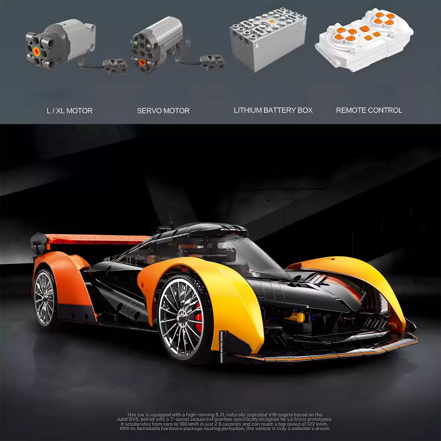 McLaren Solus-GT Building Set – Spray Gradient Finish, Exclusive Molded Accessories, and Ultimate Craftsmanship (2135 Pcs)