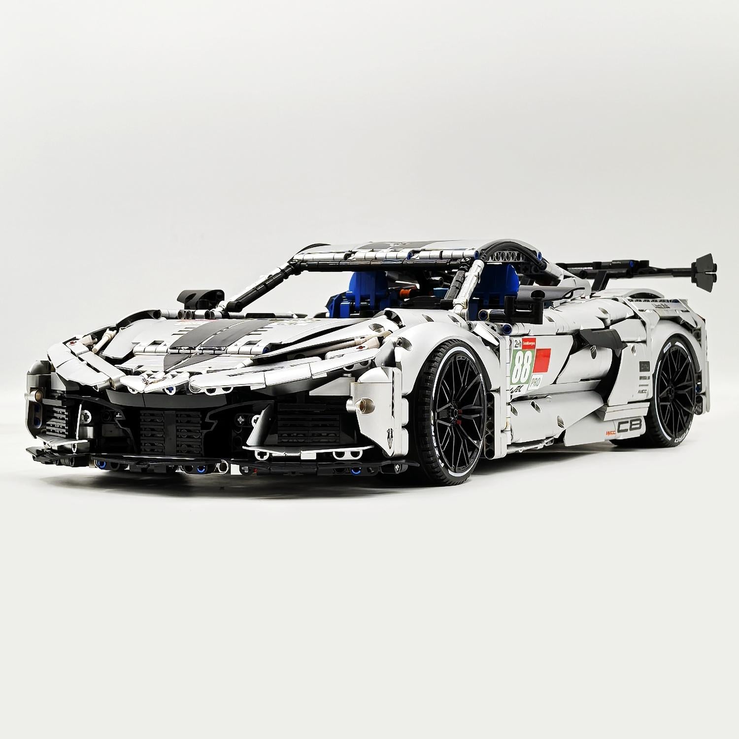 1: 8 Corvette C8 Supercar Building Sets, Matte Silver Customized Edition (3788 Pcs)