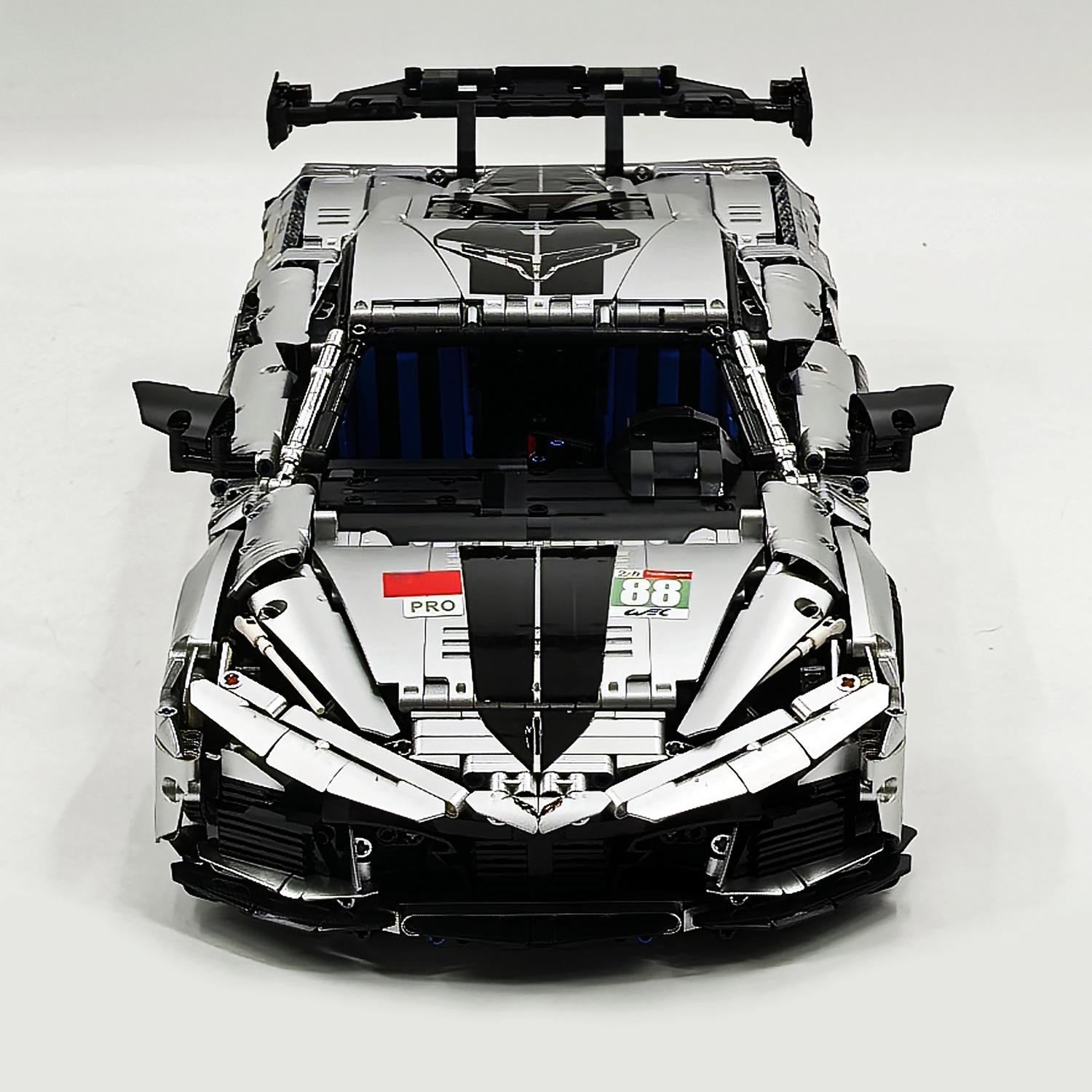 1: 8 Corvette C8 Supercar Building Sets, Matte Silver Customized Edition (3788 Pcs)