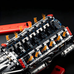 Motorized Large Ferrari SP3 V12 Engine | 12-Cylinder Prancing Horse Engine Package (2155 PCS)