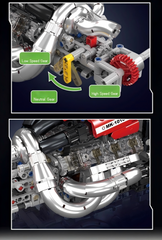 Motor de carreras de Fórmula 1 | Modelo de exhibición de ingeniería de carreras | Escala 1:6 | 980 piezas