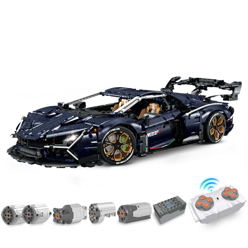 1: 8 Starry Night Sportcar con control remoto, chasis de elevación eléctrico, puerta eléctrica (4106 piezas)